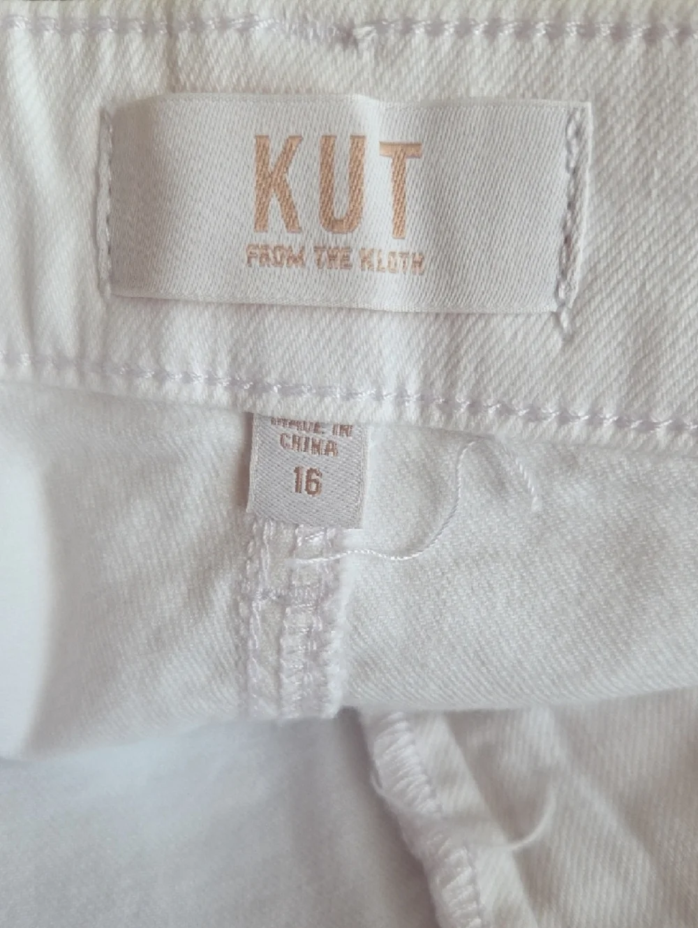 Kut from the Kloth White Denim Mini Skirt with Front Pockets